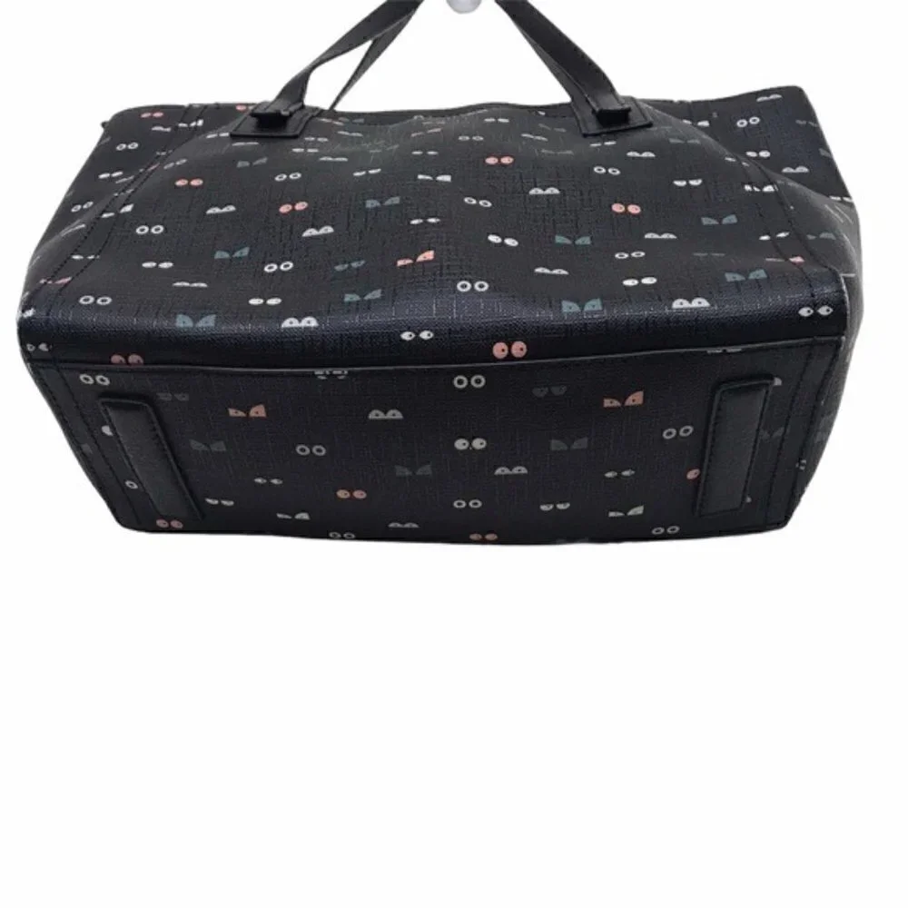 Fossil Black Vegan Leather Glowy Eyes Tote